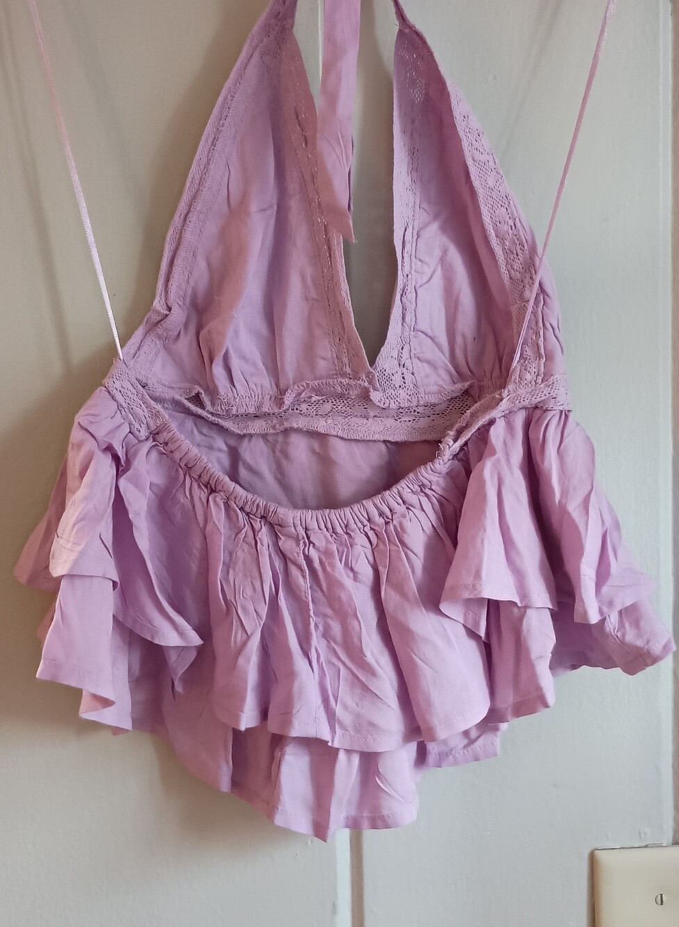 American Eagle Pink Ruffle Halter Top - Picture 2 of 5